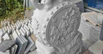 绍兴芝麻白抱鼓石 庭院抱鼓石