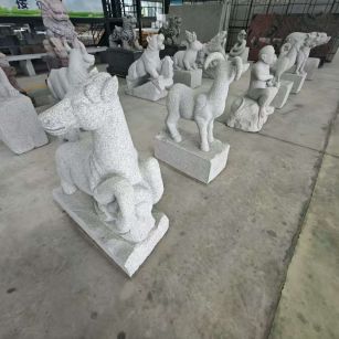 绍兴芝麻白雕刻 十二生肖 异形雕刻