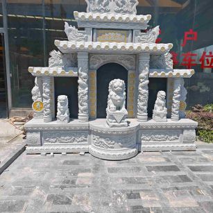 绍兴芝麻白中国黑石材套墓 花岗岩墓碑