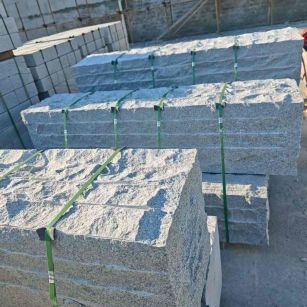 绍兴芝麻白自然面整石 坐凳