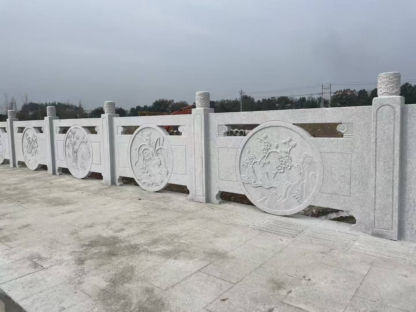绍兴芝麻白河道栏杆 石材栏杆